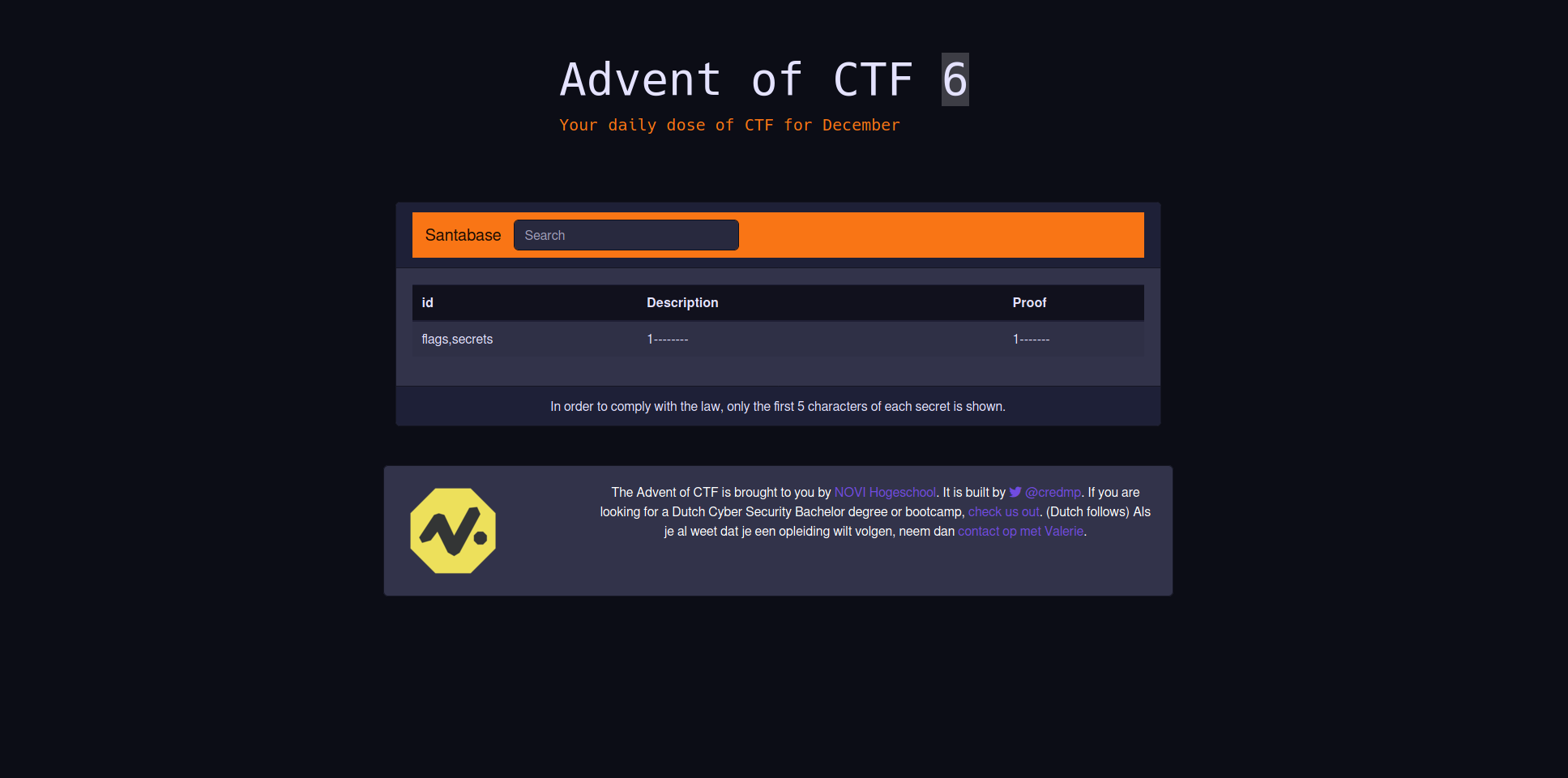 Advent of CTF - Day 6 tables
