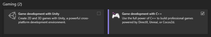 VS2022 gaming components