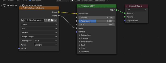 Connect the color and alpha nodes