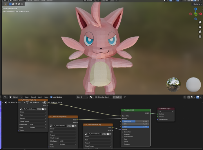 Connect the nodes for the body textures