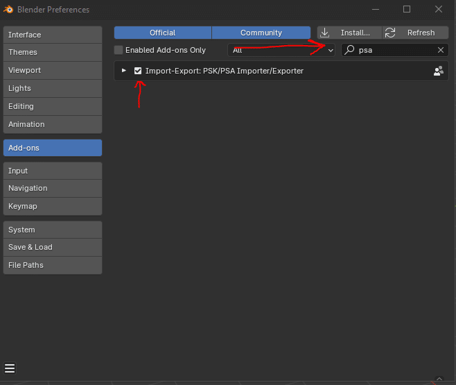 Enable the add-on in Blender