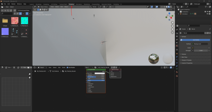 Select the shading tab in Blender